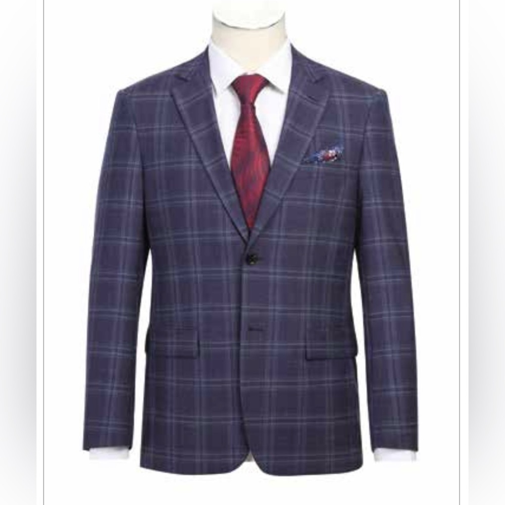 Purple Plaid Fabric Sports Coat/Blazer Slim Fit